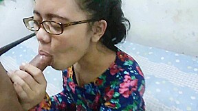 Indonesian nerdy girl blowjob and fuck