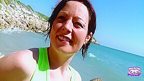 Bigger Cock – Euro Brunette Milf Never Had This Much Cock In Her Pussy On A Beach Before