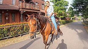 Riding a horse and fucked in a saloon with perfect ass Thai GF